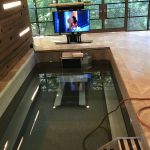 Indoor pool with glass walls